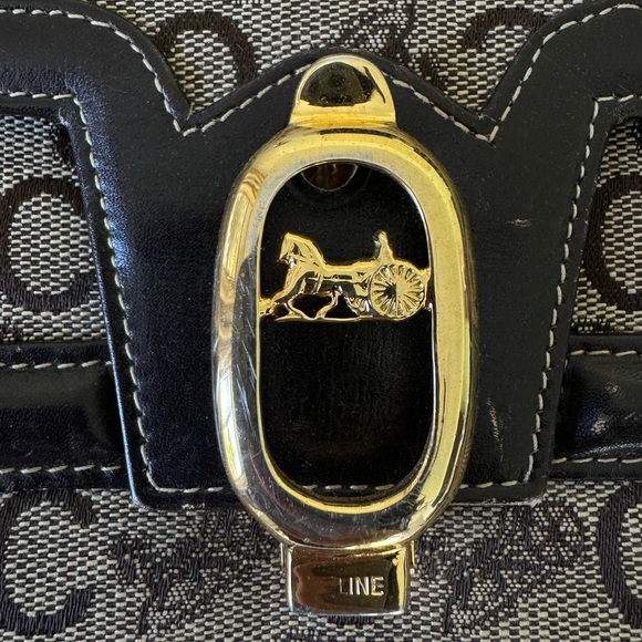 CELINE C Horse Carriage Pattern Shoulder Bag Canvas Leather - Picture 2 of 7